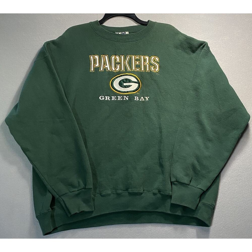 Vintage Green Bay Packers Lee Sport Crewneck Sweatshirt NFL Green Size 2XL